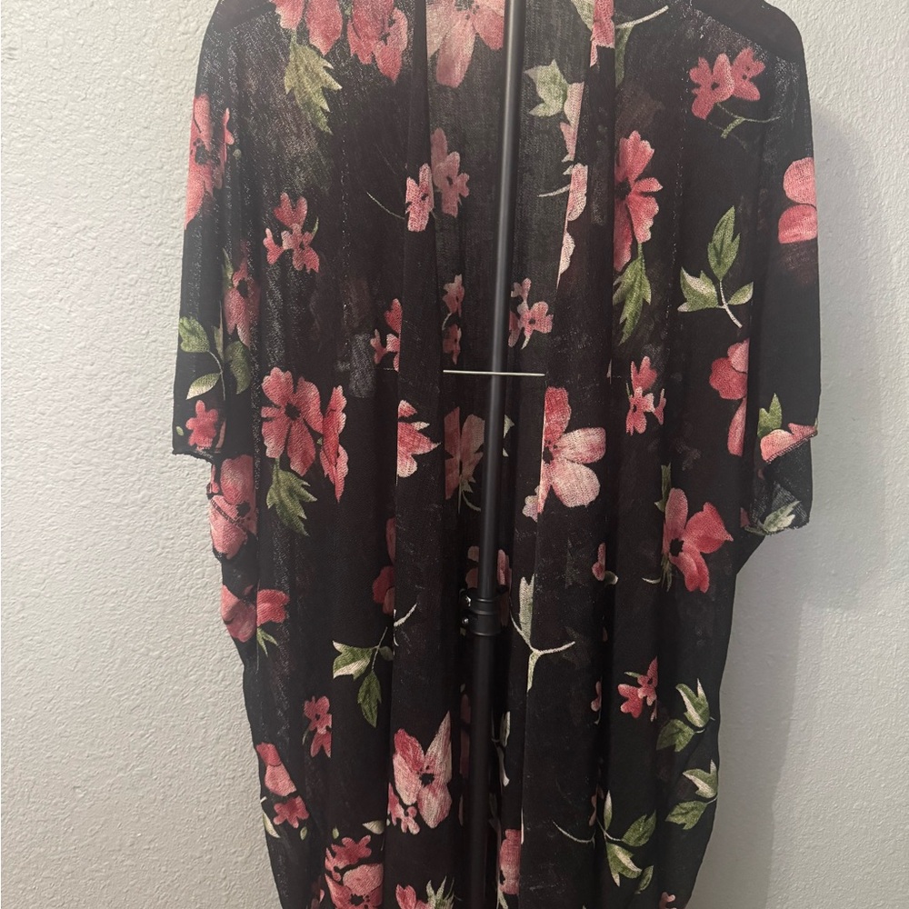Black Floral cover up/ cardigan